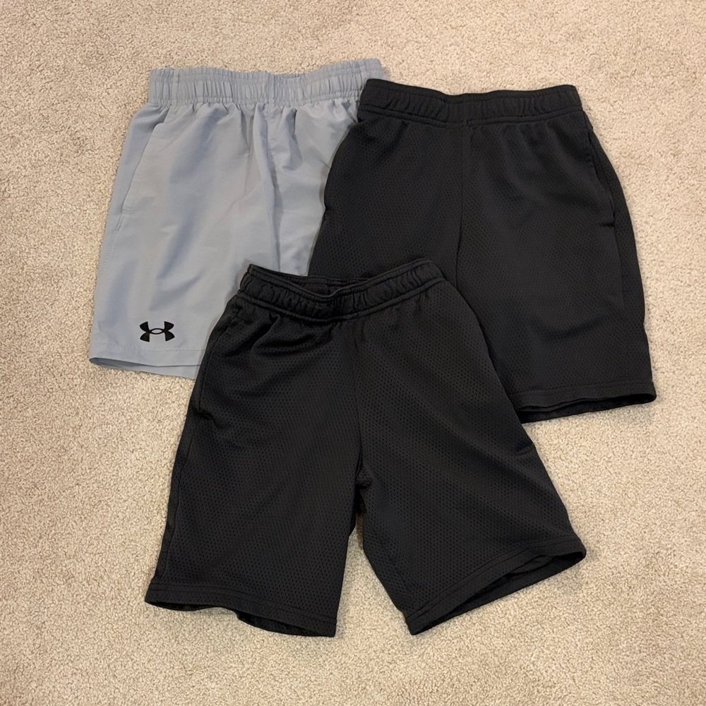 Under Armour and Champion Kids' Gray Shorts Trio